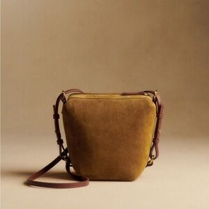 Sezane Taupe Suede Crossbody Bag